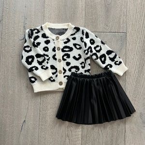 Zara, 12-18M, sweater and faux leather skirt